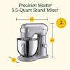 imageCuisinart SM50CO Precision Master 55Quart 12Speed Stand Mixer with Mixing Bowl Chefs Whisk Flat Mixing Paddle Dough Hook and Splash Guard with Pour Spout Blushing Coral ManualSilver Lining