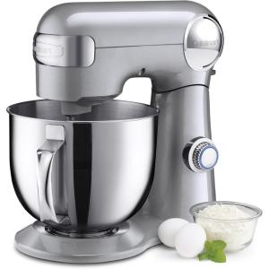 imageCuisinart SM50CO Precision Master 55Quart 12Speed Stand Mixer with Mixing Bowl Chefs Whisk Flat Mixing Paddle Dough Hook and Splash Guard with Pour Spout Blushing Coral ManualSilver Lining