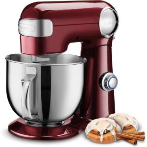 imageCuisinart SM50CO Precision Master 55Quart 12Speed Stand Mixer with Mixing Bowl Chefs Whisk Flat Mixing Paddle Dough Hook and Splash Guard with Pour Spout Blushing Coral ManualPinot Noir