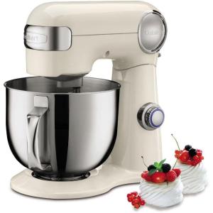 imageCuisinart SM50CO Precision Master 55Quart 12Speed Stand Mixer with Mixing Bowl Chefs Whisk Flat Mixing Paddle Dough Hook and Splash Guard with Pour Spout Blushing Coral ManualCoconut Cream