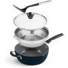 imageCuisinart Preferred Pan 4Pc Set  Stainless Steel 45 Qt MultiPurpose Pan wCover Steamer Slotted TurnerNouveau Navy