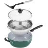 imageCuisinart Preferred Pan 4Pc Set  Stainless Steel 45 Qt MultiPurpose Pan wCover Steamer Slotted TurnerSensible Sage Green