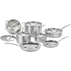 imageCuisinart 12 Piece Cookware Set MultiClad Pro Triple Ply Silver MCP12N12Piece