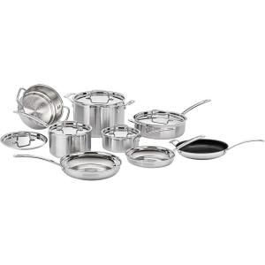 imageCuisinart 12 Piece Cookware Set MultiClad Pro Triple Ply Silver MCP12N13Piece