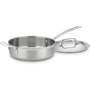 imageCuisinart MCP3324HN MultiClad Pro Stainless 312Quart Saute with Helper and Cover Skillet 35Quart Saut Pan wHelper ampamp CoverSaut Pan wHelper  Cover