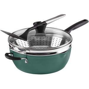 imageCuisinart Preferred Pan 4Pc Set  Stainless Steel 45 Qt MultiPurpose Pan wCover Steamer Slotted TurnerSensible Sage Green