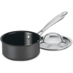 imageCuisinart GG1914 GreenGourmet HardAnodized Nonstick 1Quart Saucepan with Cover BlackStainless1 Quarts