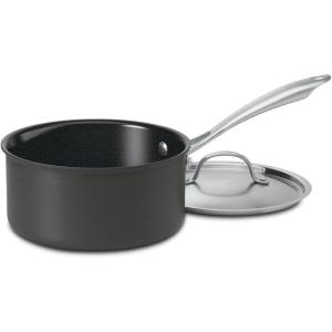 imageCuisinart GG1914 GreenGourmet HardAnodized Nonstick 1Quart Saucepan with Cover BlackStainless2 Quarts