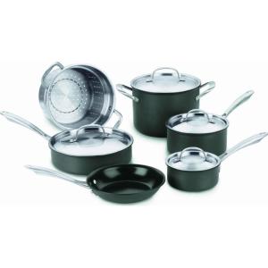 imageCuisinart GG3330H 55Quart Saute Pan with Helper Handle and Cover GreenGourmet Black10Piece