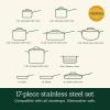 imageCuisinart 17Piece Cookware Set Chefs Classic Steel Collection 7717N