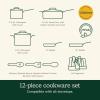imageCuisinart Culinary Collection 12Piece Pots and Pans Set PURELYCERAMIC Nonstick BlackTeal