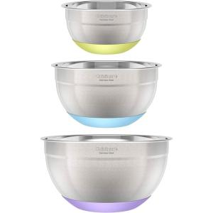 imageCuisinart 3Piece Stainless Steel Mixing Bowls with Nonslip Base 15qt 3qt ampamp 5qt3Piece