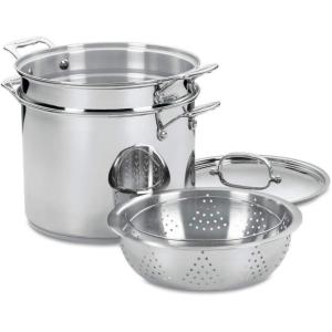 imageCuisinart 4Piece Cookware Set 12 Quarts Chefs Classic Stainless Steel PastaSteamer 77412P1