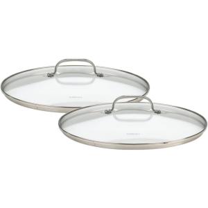 imageCuisinart 712228CG Chefs Classic Stainless 2Piece Glass Lid Set9quot ampamp 11quot Glass covers