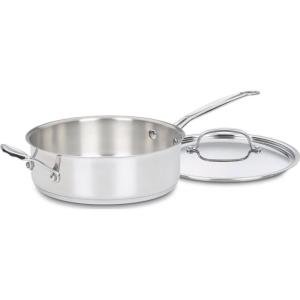 imageCuisinart 73324H Chefs Classic Stainless 312Quart Saute Pan with Helper Handle ampamp Cover