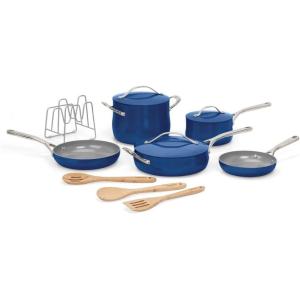 imageCuisinart Culinary Collection 12Piece Pots and Pans Set PURELYCERAMIC Nonstick BlackSapphire
