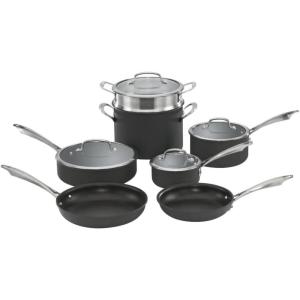 imageCuisinart DSA2220 Anodized Nonstick 8Inch BlackStainless Steel DishwasherSafeHard Open SkilletCookware Set
