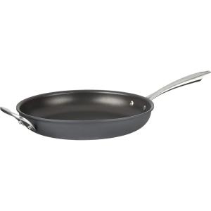 imageCuisinart DSA2220 Anodized Nonstick 8Inch BlackStainless Steel DishwasherSafeHard Open SkilletOpen Skillet wHelper