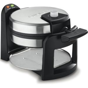 imageCuisinart WAFF30 Round Flip Belgian Waffle Maker BlackSilver 1 inch thick