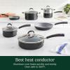 imageCuisinart 11Piece Nonstick Cookware Set Ceramica XT Black 54C11BKBlack wGrey Interior