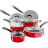 imageCuisinart 11Piece Nonstick Cookware Set Ceramica XT Black 54C11BKRed wGrey Interior