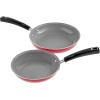 imageCuisinart 11Piece Nonstick Cookware Set Ceramica XT Black 54C11BKRed wGrey Interior