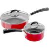 imageCuisinart 11Piece Nonstick Cookware Set Ceramica XT Black 54C11BKRed wGrey Interior