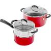 imageCuisinart 11Piece Nonstick Cookware Set Ceramica XT Black 54C11BKRed wGrey Interior