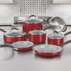 imageCuisinart 11Piece Nonstick Cookware Set Ceramica XT Black 54C11BKRed wGrey Interior