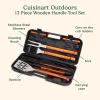 imageCuisinart 13Piece Wooden Grill Tool Set BBQ Accessories and Grill Tools Durable StainlessSteel Utensils with Recycled Plastic Case Spatula Tongs Cleaning Brush ampamp More Grilling Gifts for Men