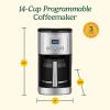 imageCuisinart 14Cup Coffee Maker Programmable PerfecTemp Glass Carafe Coffee Machine with 14 Cup Setting Brew Strength Control and Brew Pause Stainless Steel DCC3200NASStainless