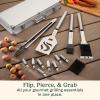 imageCuisinart 14Piece Deluxe Stainless Steel Grill Set Grilling Accessories Kit with Spatula Tongs Corn Holders Basting Brush Cleaning Brush ampamp Aluminum Carry Case BBQ Tools for Outdoor GrillDeluxe Grill Set  14Piece