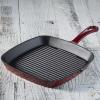 imageCuisinart CI3023CR Chefs Classic Enameled Cast Iron 914Inch Square Grill Pan Cardinal Red