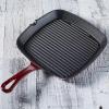 imageCuisinart CI3023CR Chefs Classic Enameled Cast Iron 914Inch Square Grill Pan Cardinal Red