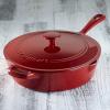 imageCuisinart Chefs Classic Enameled Cast Iron 12Inch Chicken Fryer with Cover Cardinal Red