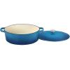 imageCuisinart Chefs Classic Enameled Cast Iron Oval Covered Casserole Cardinal Red 55QuartBlue Gradient