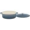 imageCuisinart Chefs Classic Enameled Cast Iron Oval Covered Casserole Cardinal Red 55QuartGradient Navy