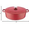 imageCuisinart Chefs Classic Enameled Cast Iron Oval Covered Casserole Cardinal Red 55QuartPeony Pink
