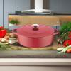 imageCuisinart Chefs Classic Enameled Cast Iron Oval Covered Casserole Cardinal Red 55QuartPeony Pink