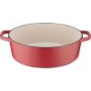 imageCuisinart Chefs Classic Enameled Cast Iron Oval Covered Casserole Cardinal Red 55QuartPeony Pink