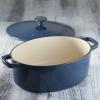 imageCuisinart Chefs Classic Enameled Cast Iron Oval Covered Casserole Cardinal Red 55QuartProvencal Blue