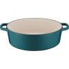 imageCuisinart Chefs Classic Enameled Cast Iron Oval Covered Casserole Cardinal Red 55QuartTeal