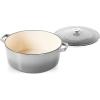 imageCuisinart Chefs Classic Enameled Cast Iron Round Covered Casserole Cardinal Red 7 QuartGrey Gradient