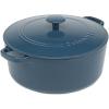 imageCuisinart Chefs Classic Enameled Cast Iron Round Covered Casserole Cardinal Red 7 QuartProvencal Blue