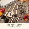 imageCuisinart Deluxe Grill Tool Set 20Piece BBQ Tools Grill Accessories with Aluminum Case ampamp Digital Temperature Fork Stainless Steel Spatula Tongs Grill Accessories ampamp Utensils Grilling Set for BBQ20Piece Set