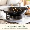 imageCuisinart Outdoor Wok Station 50000 BTU Propane Outdoor Wok Burner with Prep Table 14quot Carbon Steel Fry Pan Stainless Steel Side Table Storage Outdoor Cooking Station for Stir Fry Searing BBQ