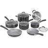 imageCuisinart 11Piece Nonstick Cookware Set Ceramica XT Black 54C11BKBlack wGrey Interior