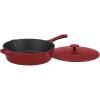 imageCuisinart Chefs Classic Enameled Cast Iron 12Inch Chicken Fryer with Cover Cardinal Red
