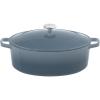 imageCuisinart Chefs Classic Enameled Cast Iron Oval Covered Casserole Cardinal Red 55QuartGradient Navy