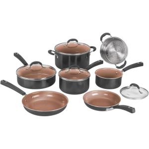 imageCuisinart 11Piece Nonstick Cookware Set Ceramica XT Black 54C11BKBlack w Copper